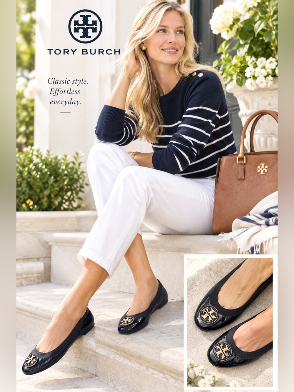 Tory Burch Caroline Black Patent Leather Ballet Flats
